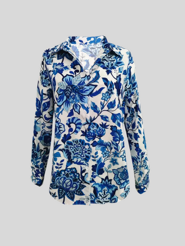 CAMISA ESTAMPADA AZULES MANGA LARGA