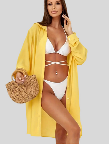 VESTIDO BLUSÓN DE PLAYA CON CAPUCHA 6 CLRS