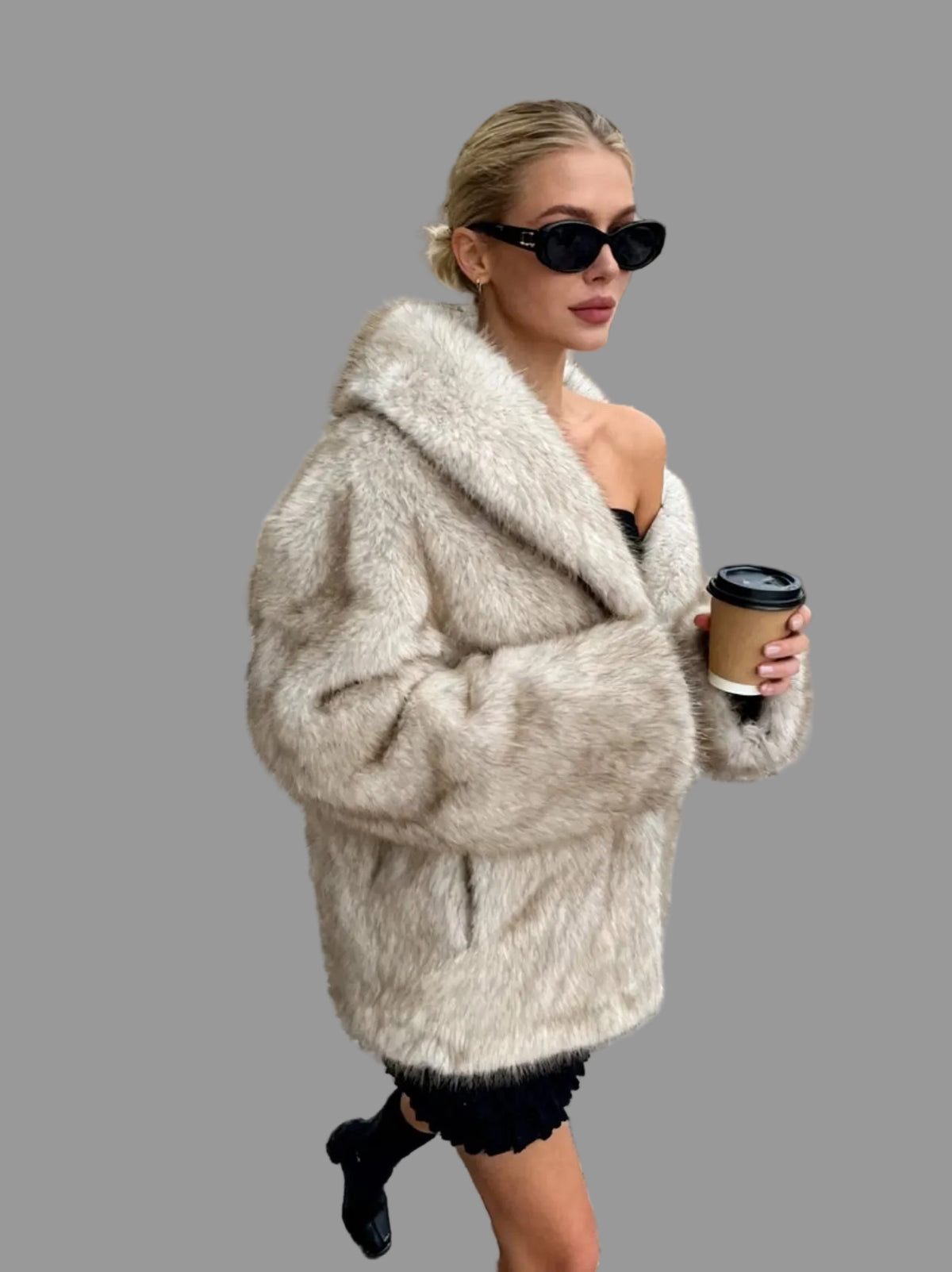 CHAQUETÓN FAUX FUR GRAN CUELLO 3 CLRS