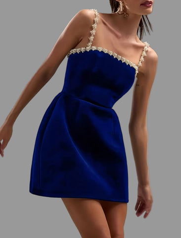 VESTIDO DE TERCIOPELO TIRANTE BRILLANTE 3 CLRS