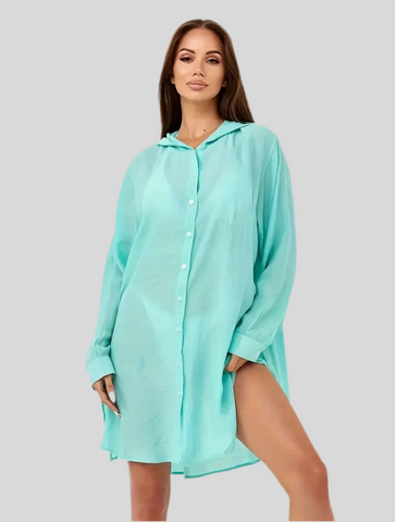 VESTIDO BLUSÓN DE PLAYA CON CAPUCHA 6 CLRS