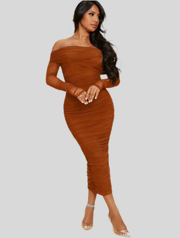 VESTIDO ELÁSTICO DRAPEADO 12 CLRS