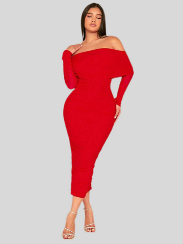 VESTIDO ELÁSTICO DRAPEADO 12 CLRS