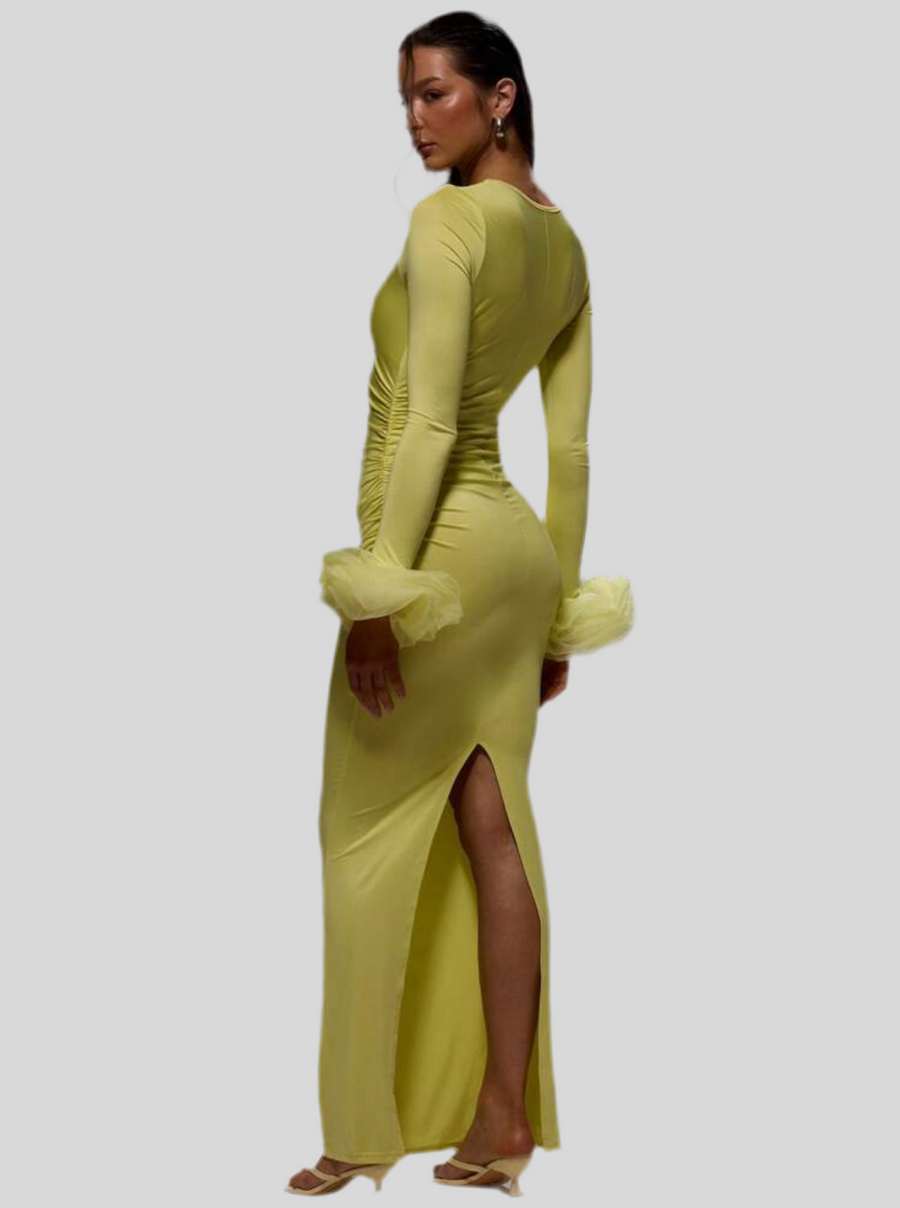 VESTIDO DE LYCRA AMARILLO ÁCIDO