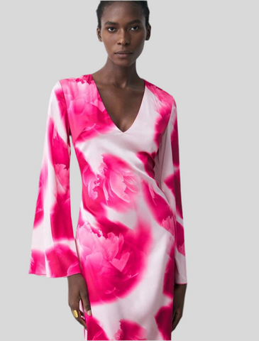 VESTIDO MIDI ESTAMPADO ESCOTE