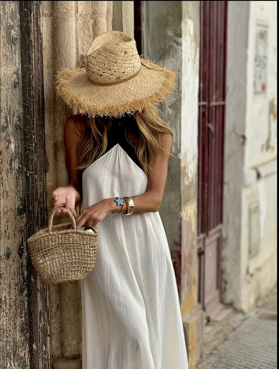 VESTIDO LARGO EN CONTRASTE 7 CLRS