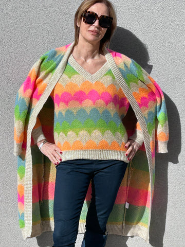 Multicolored soft knit set