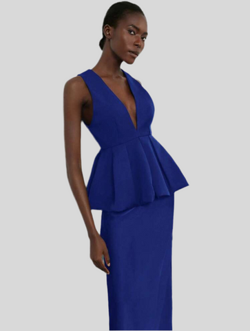 PEPLUM TOP WITH DEEP NECKLINE 3 CLOSURES