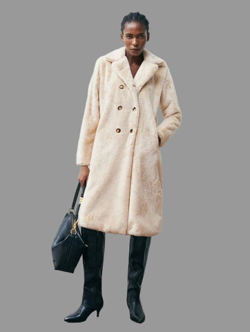 ABRIGO CRUZADO PELUCHE FAUX FUR