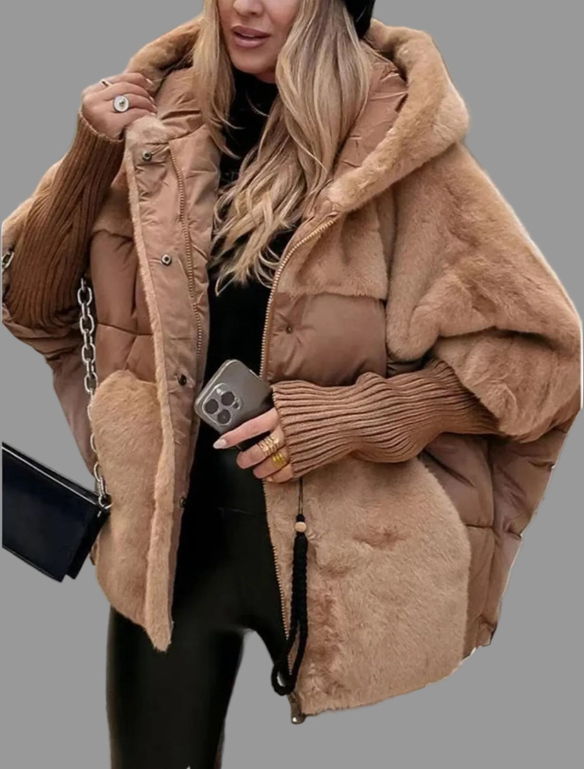 CHAQUETA ACOLCHADA NYLON Y PELUCHE 4 CLRS