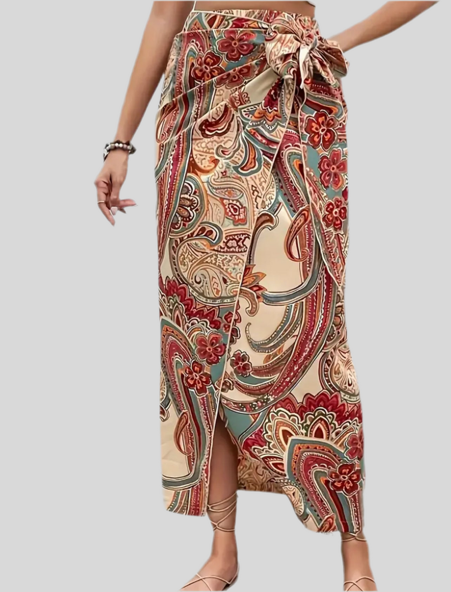 FALDA ATADA EN ESTAMPADO PAISLEY