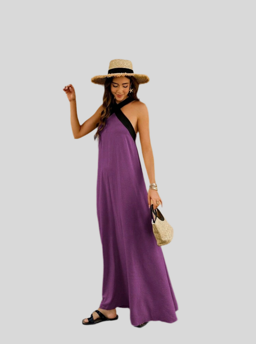 VESTIDO LARGO EN CONTRASTE 7 CLRS
