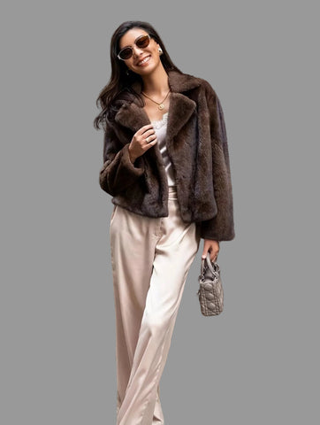 CHAQUETA CORTA DE FAUX FUR VISON