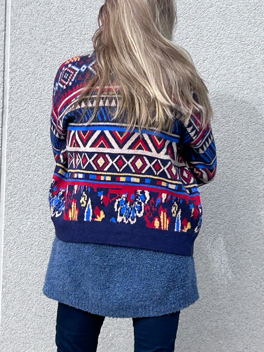 Mixed denim and knit jacket