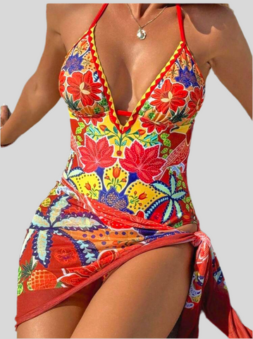CONJUNTO DE TRAJE DE BAÑO Y MINI PAREO 2 CLRS