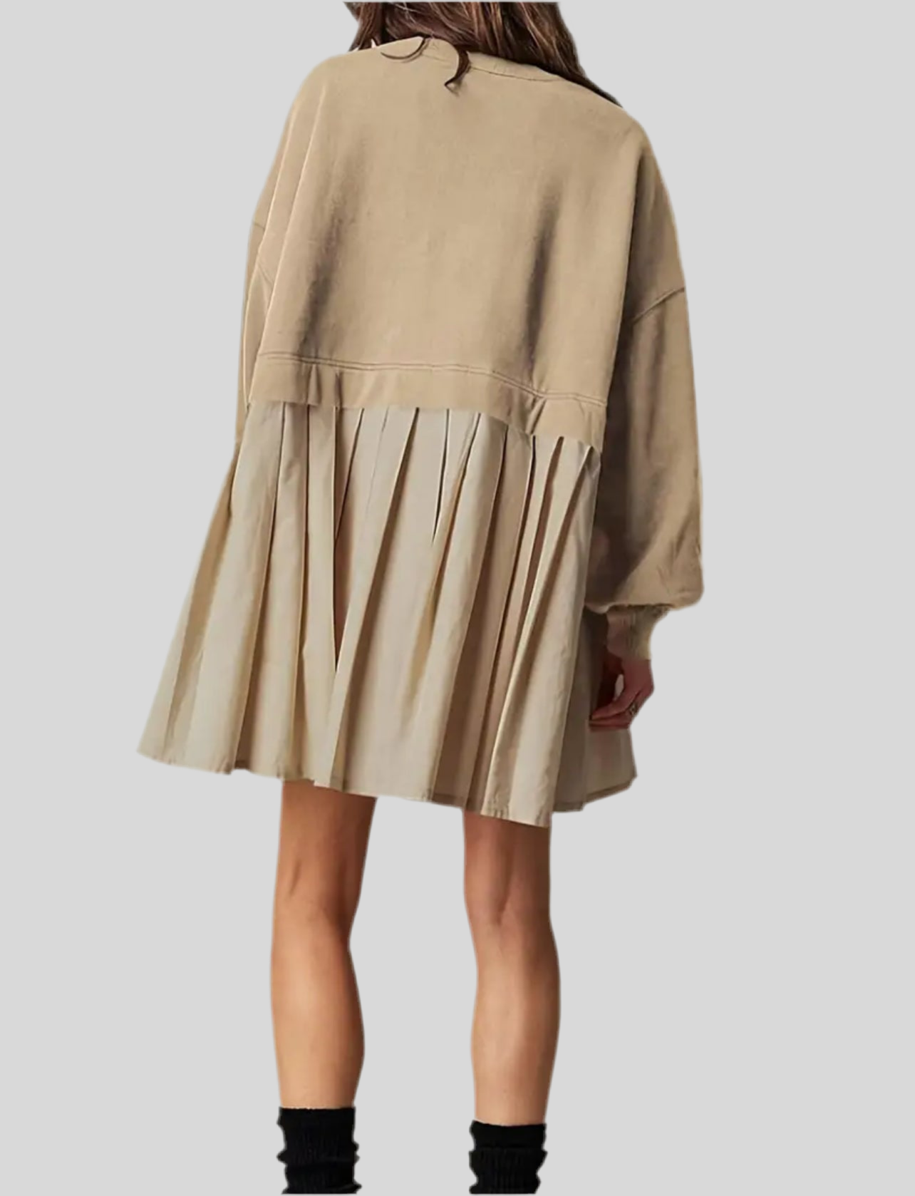 VESTIDO CORTO OVERSIZE DOS TEJIDOS 3 CLRS