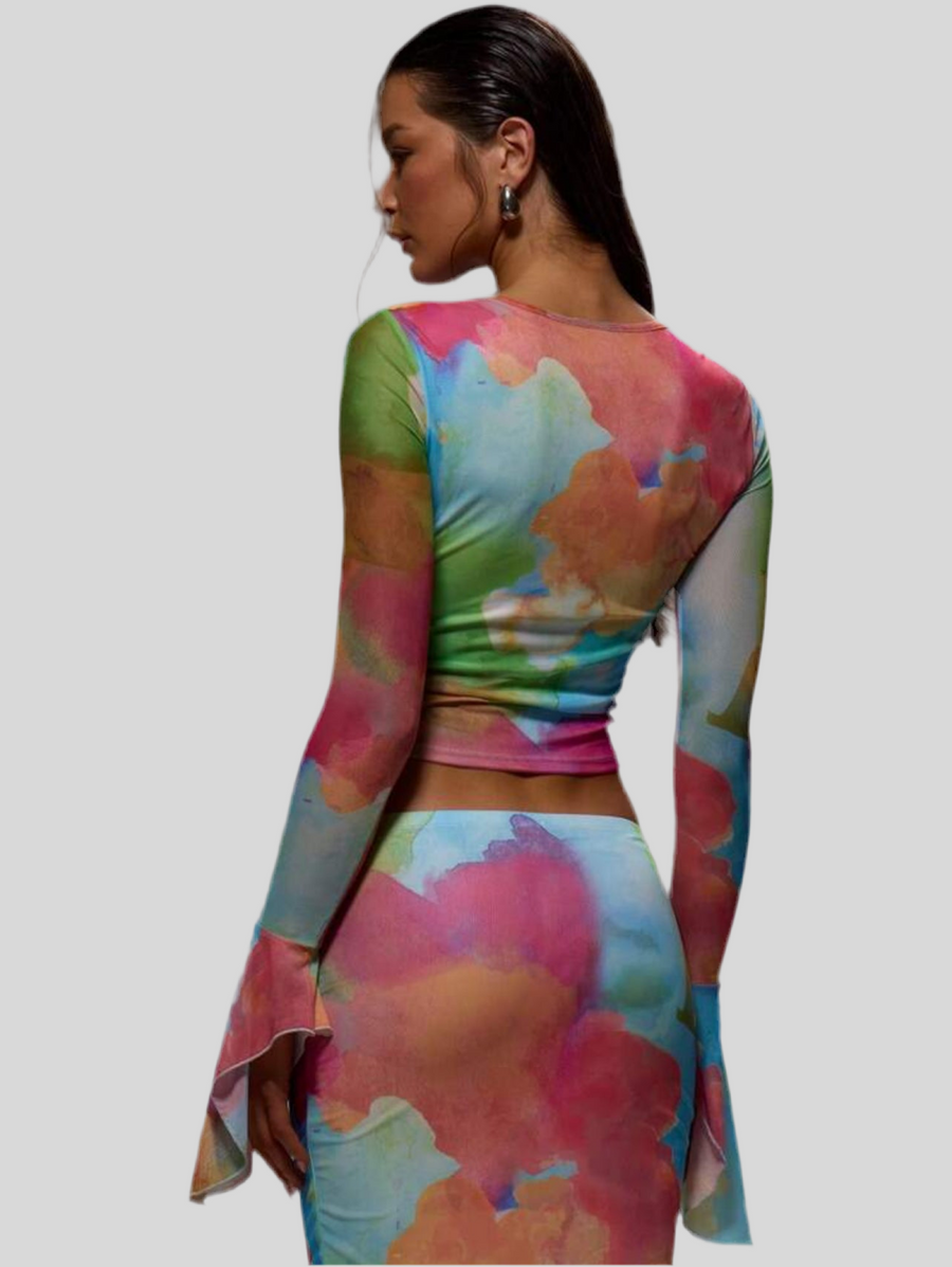 CONJUNTO ELÁSTICO MULTICOLOR FRUNCIDO