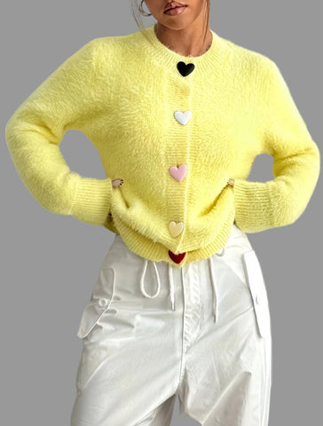 CHAQUETA DE PUNTO BOTON CORAZON 8 CLRS