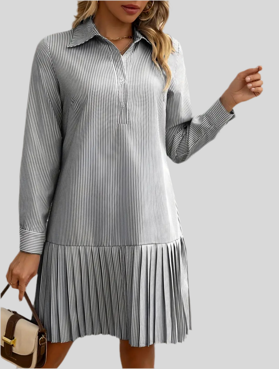 VESTIDO CAMISERO VOLANTE PLISADO 5 CLRS