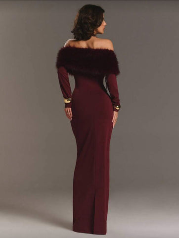 VESTIDO AJUSTADO LARGO CON OPENSHOULDERS 3 CLRS