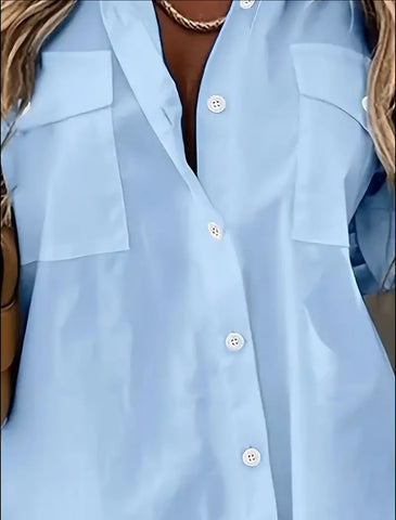 CAMISA OVERSIZE CON BOLSILLOS 6 CLRS