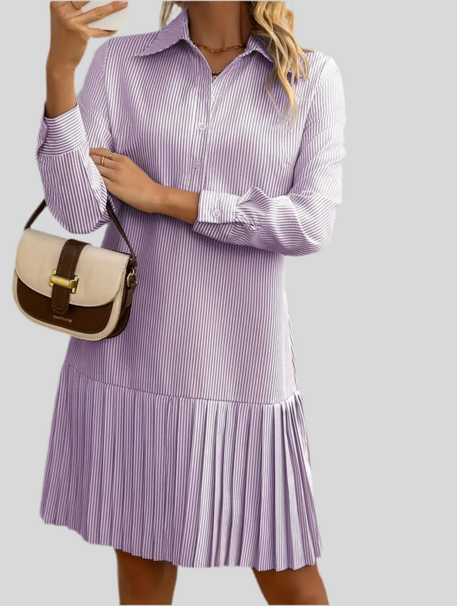 VESTIDO CAMISERO VOLANTE PLISADO 5 CLRS