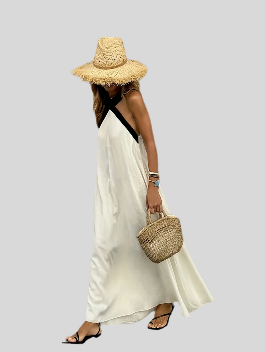 VESTIDO LARGO EN CONTRASTE 7 CLRS
