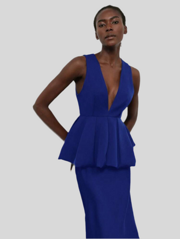 PEPLUM TOP WITH DEEP NECKLINE 3 CLOSURES