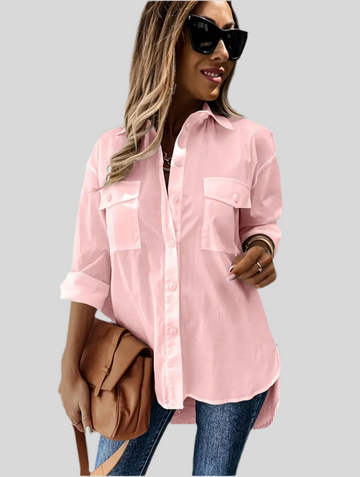 CAMISA OVERSIZE CON BOLSILLOS 6 CLRS