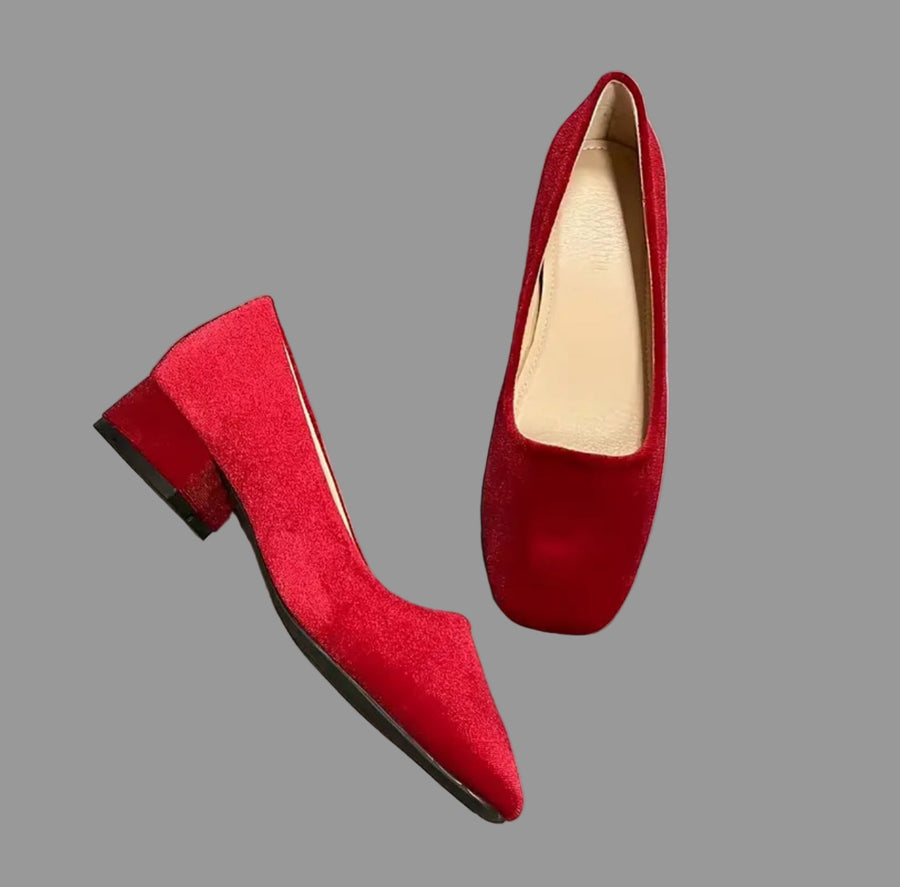 ZAPATOS DE TERCIOPELO DE TACÓN BAJO 9 CLRS