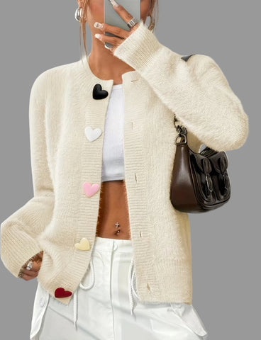 CHAQUETA DE PUNTO BOTON CORAZON 8 CLRS