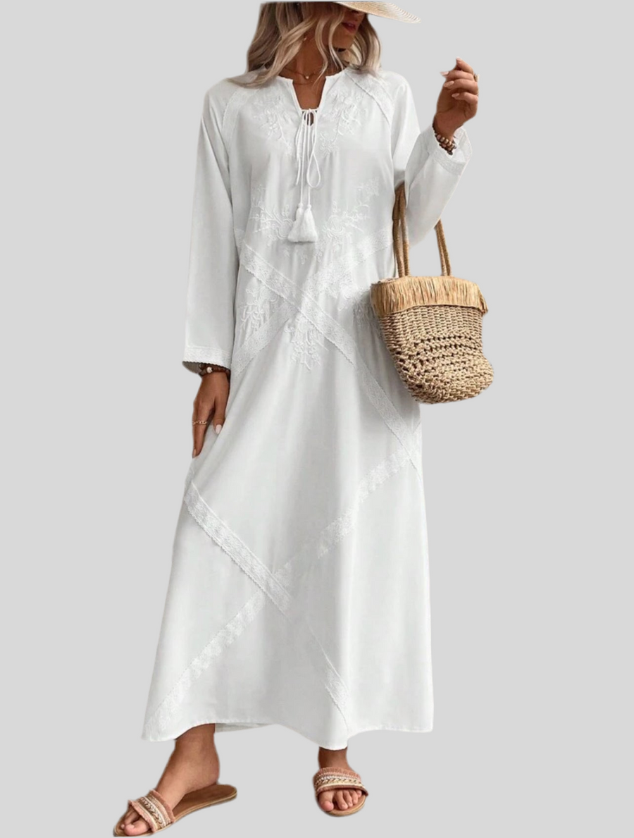 VESTIDO BLANCO ESTILO KAFTAN
