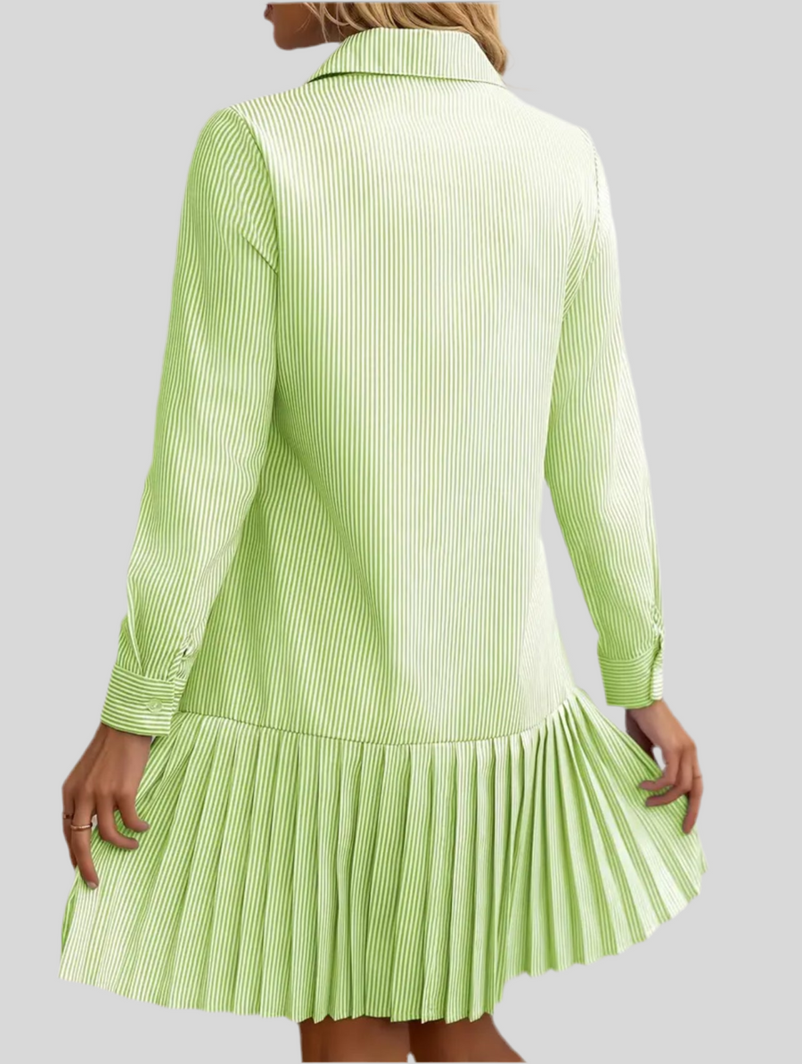 VESTIDO CAMISERO VOLANTE PLISADO 5 CLRS
