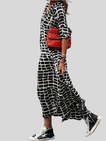VESTIDO PANELADO ESCOTE UVE