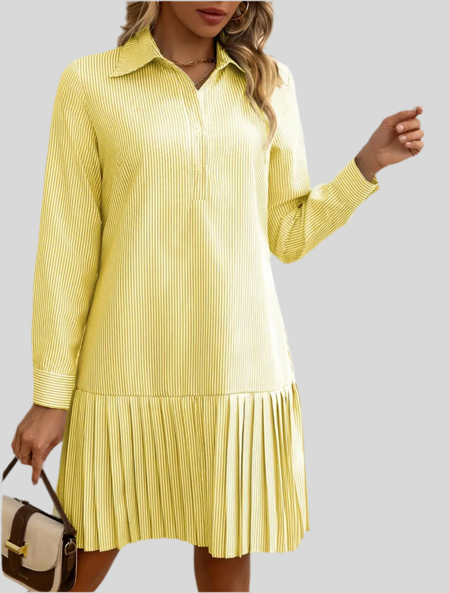 VESTIDO CAMISERO VOLANTE PLISADO 5 CLRS