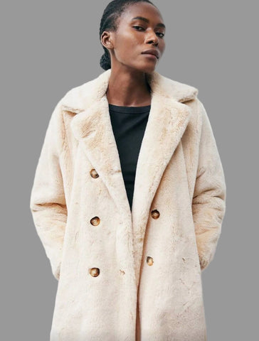 ABRIGO CRUZADO PELUCHE FAUX FUR