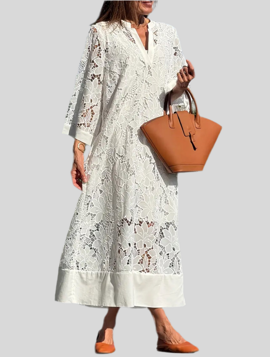 VESTIDO AMPLIO DE ENCAJE 2 CLRS