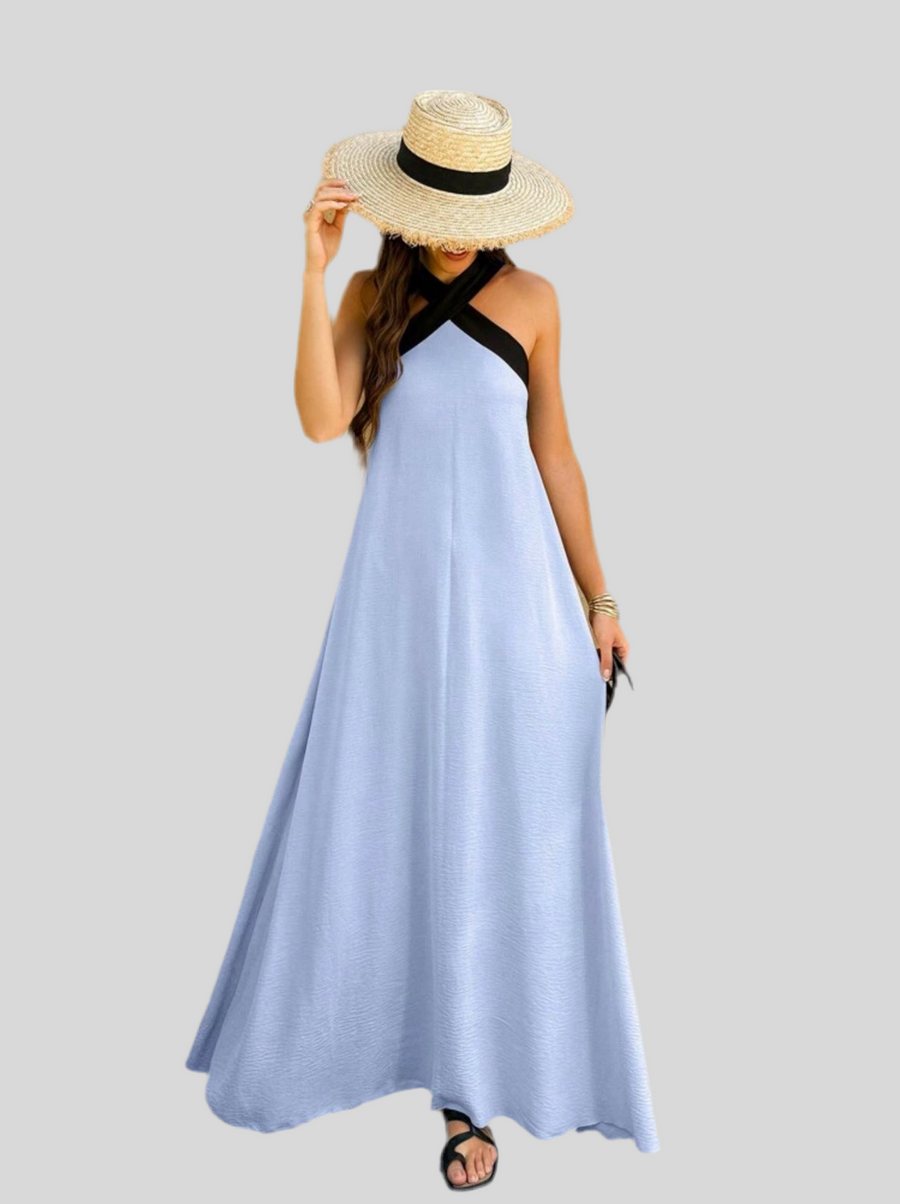 VESTIDO LARGO EN CONTRASTE 7 CLRS