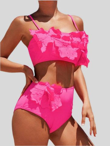 BIKINI DE BRAGUITA ALTA CON FLORES 3 CLRS