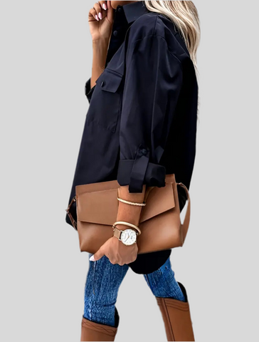 CAMISA OVERSIZE CON BOLSILLOS 6 CLRS