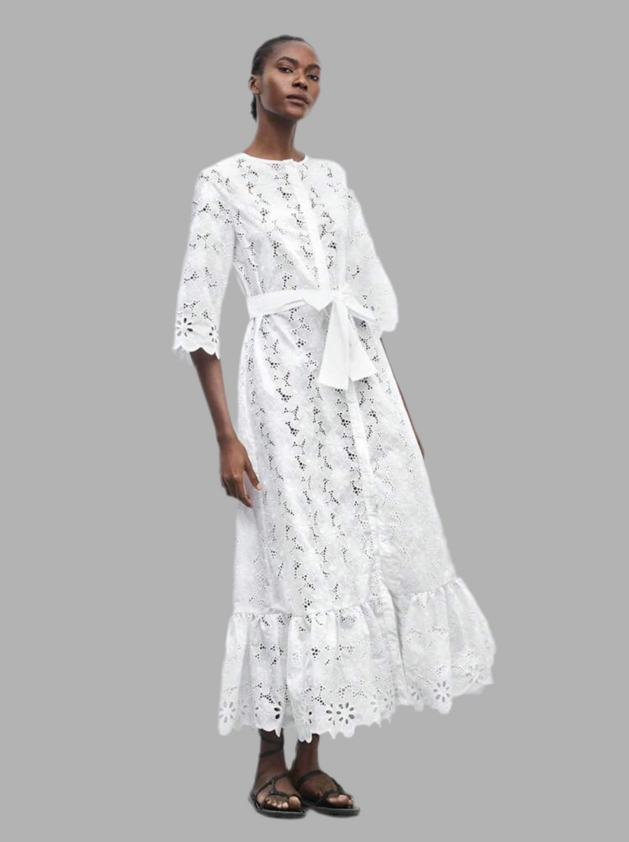 VESTIDO CON LAZADA ABOTONADO
