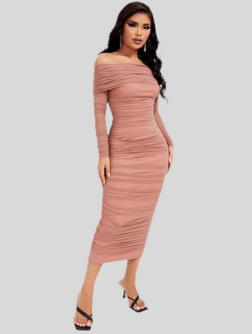 VESTIDO ELÁSTICO DRAPEADO 12 CLRS