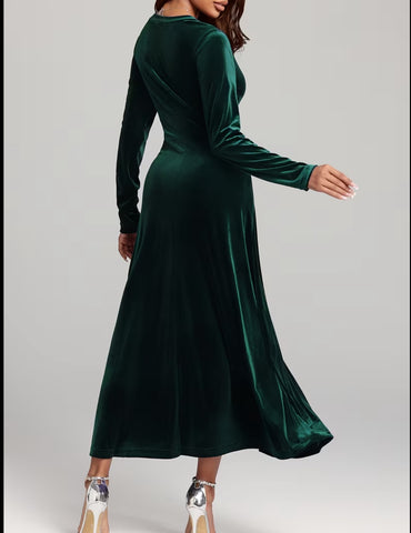 VESTIDO DE TERCIOPELO FALDA EVASÉ 3 CLRS