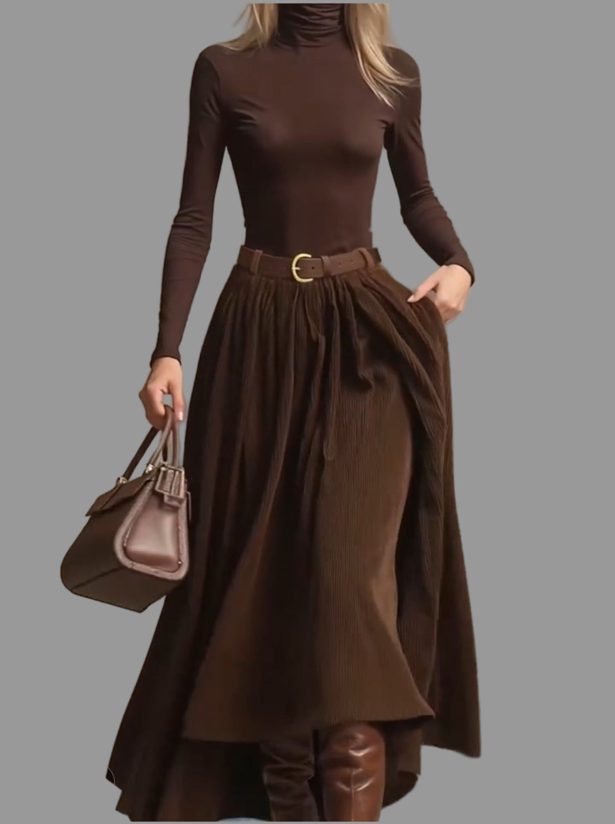 CONJUNTO DE CAMISETA Y FALDA PANA