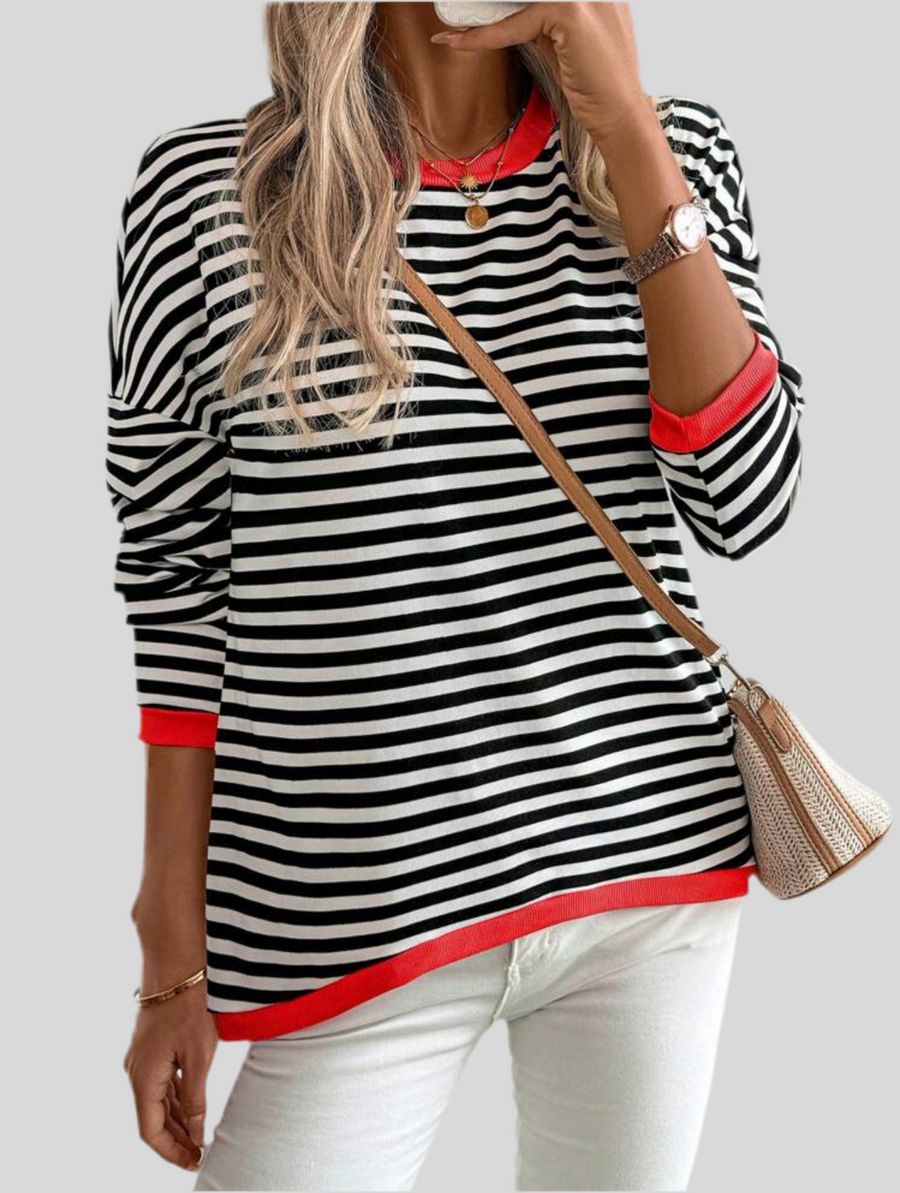 CAMISETA DE RAYAS CON BORDE ROJO