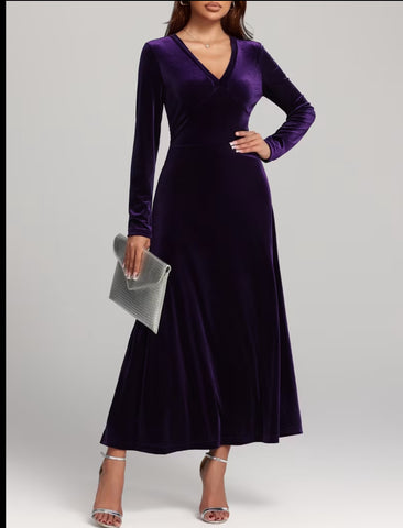 VESTIDO DE TERCIOPELO FALDA EVASÉ 3 CLRS