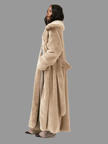 ABRIGO FAUX FUR LARGO CINTURÓN 3 CLRS