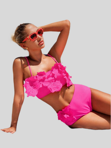 BIKINI DE BRAGUITA ALTA CON FLORES 3 CLRS