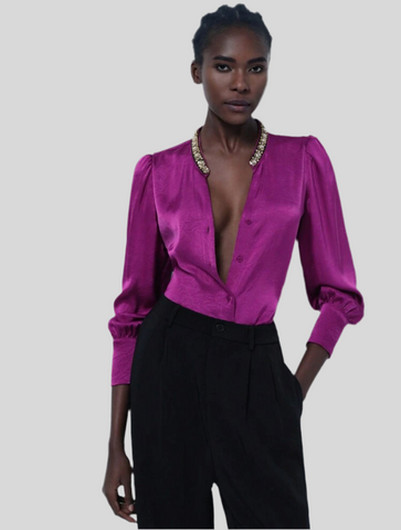 CAMISA DE RASO CON CUELLO JOYA 5 CLRS