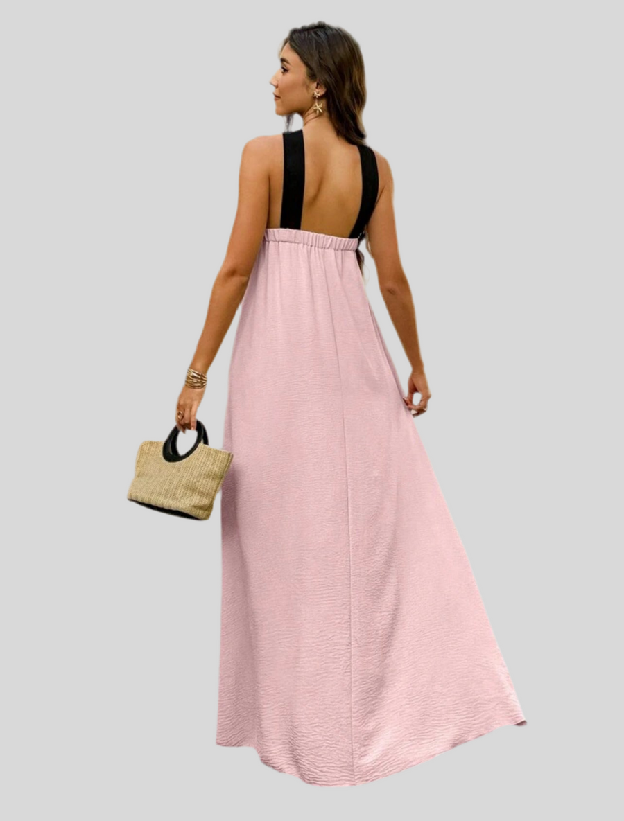 VESTIDO LARGO EN CONTRASTE 7 CLRS